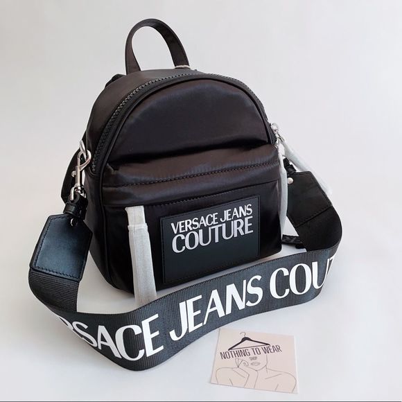 Versace Handbags - ⭕️ VERSACE JEANS Backpack Black Nylon Satin Logo